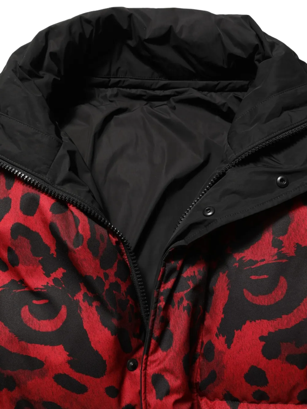 Dolce & Gabbana reversible leopard-print puffer jacket Rood
