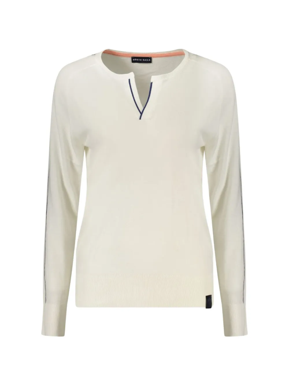 North Sails contrast-trim V-neck sweater Wit
