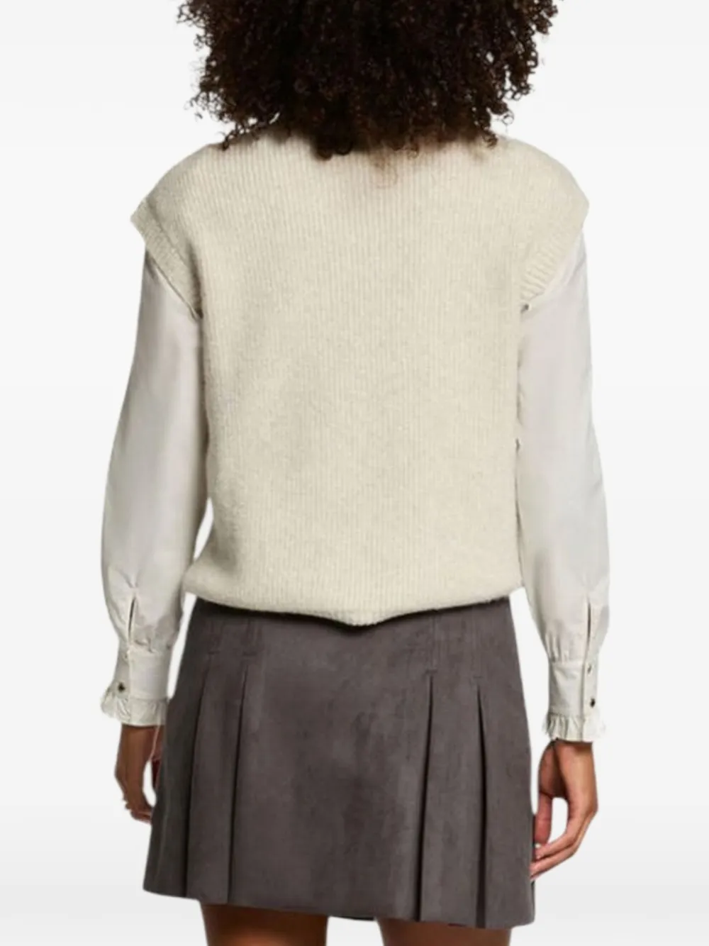 Morgan embellished sleeveless high-neck sweater Beige