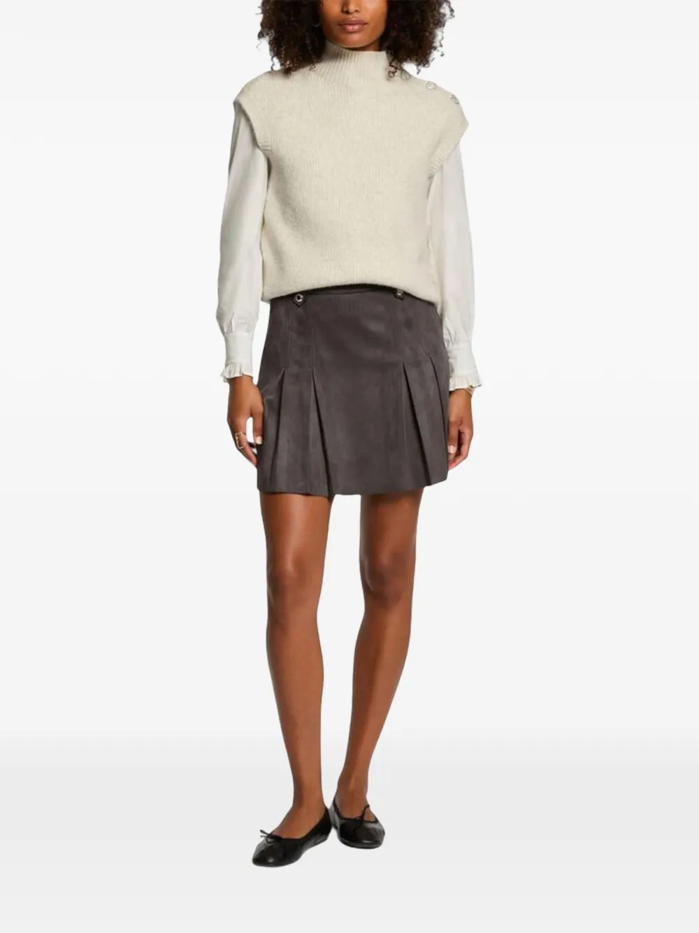 Morgan embellished sleeveless high-neck sweater Beige
