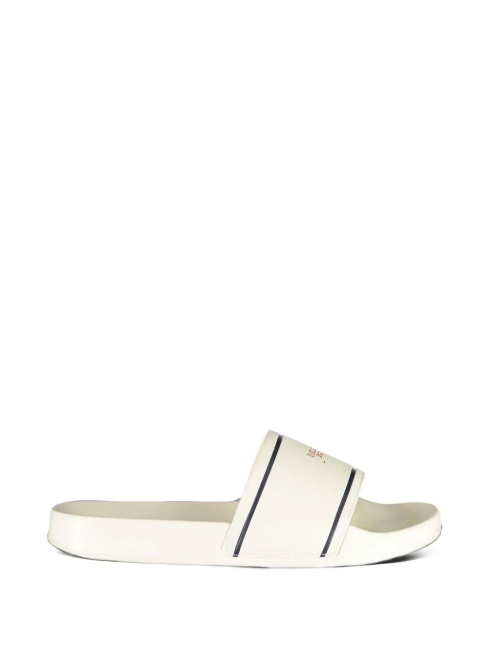 Tommy Hilfiger logo-print stripe-detail slides - Nude