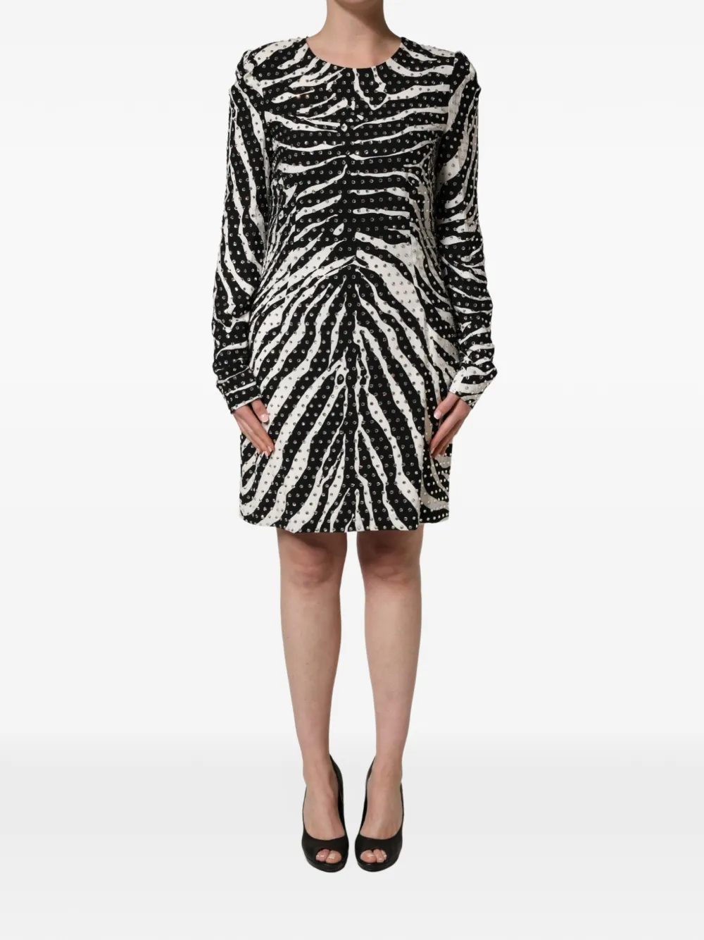 Dolce & Gabbana zebra-print rhinestone-embellished dress - Schwarz