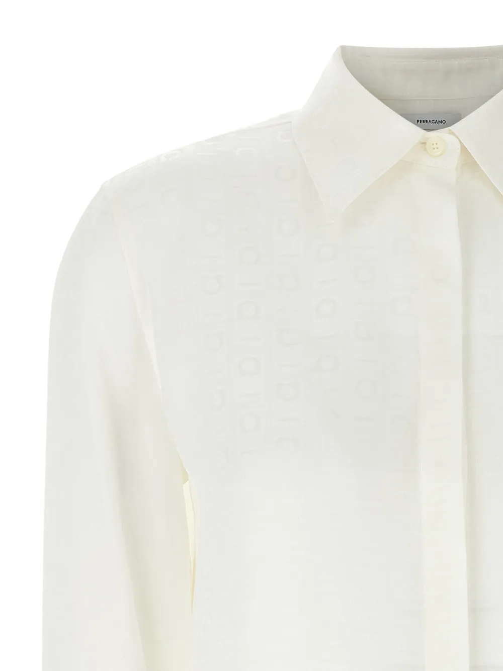Ferragamo Gancini jacquard silk shirt Wit