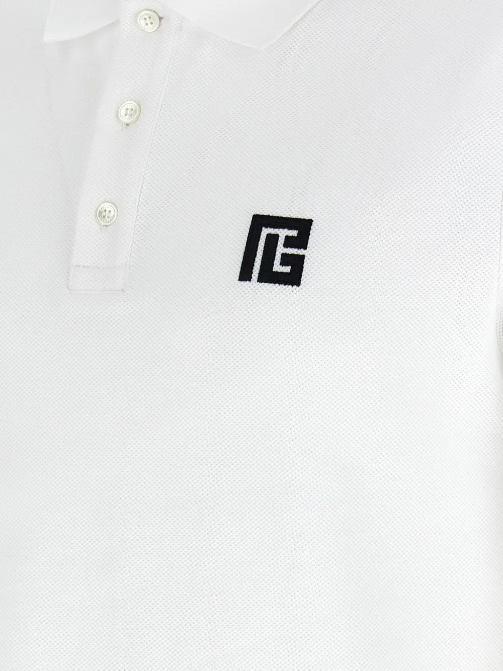 Balmain logo-embroidered cotton polo shirt Wit