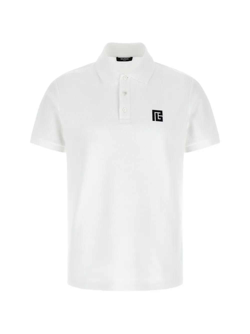 Balmain logo-embroidered cotton polo shirt Wit