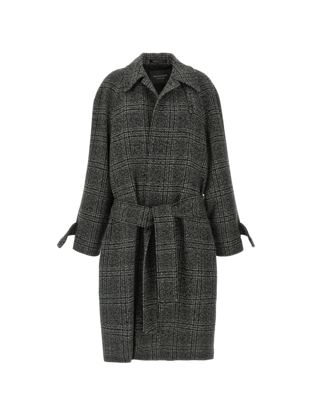 Balenciaga plaid belted coat Zwart