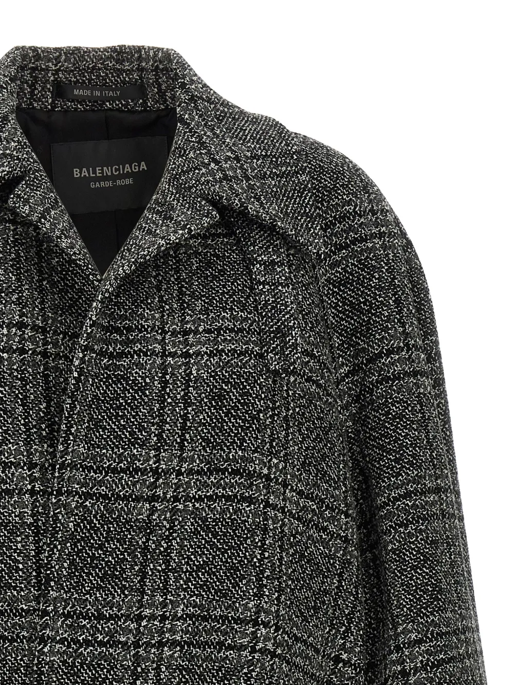 Balenciaga plaid belted coat Zwart