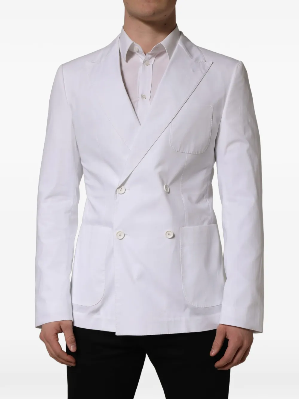 Dolce & Gabbana double-breasted cotton blazer - Weiß