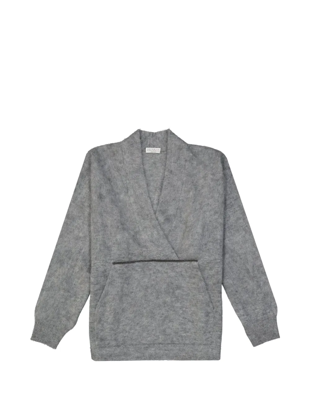 Brunello Cucinelli surplice-neck wool sweater Grijs