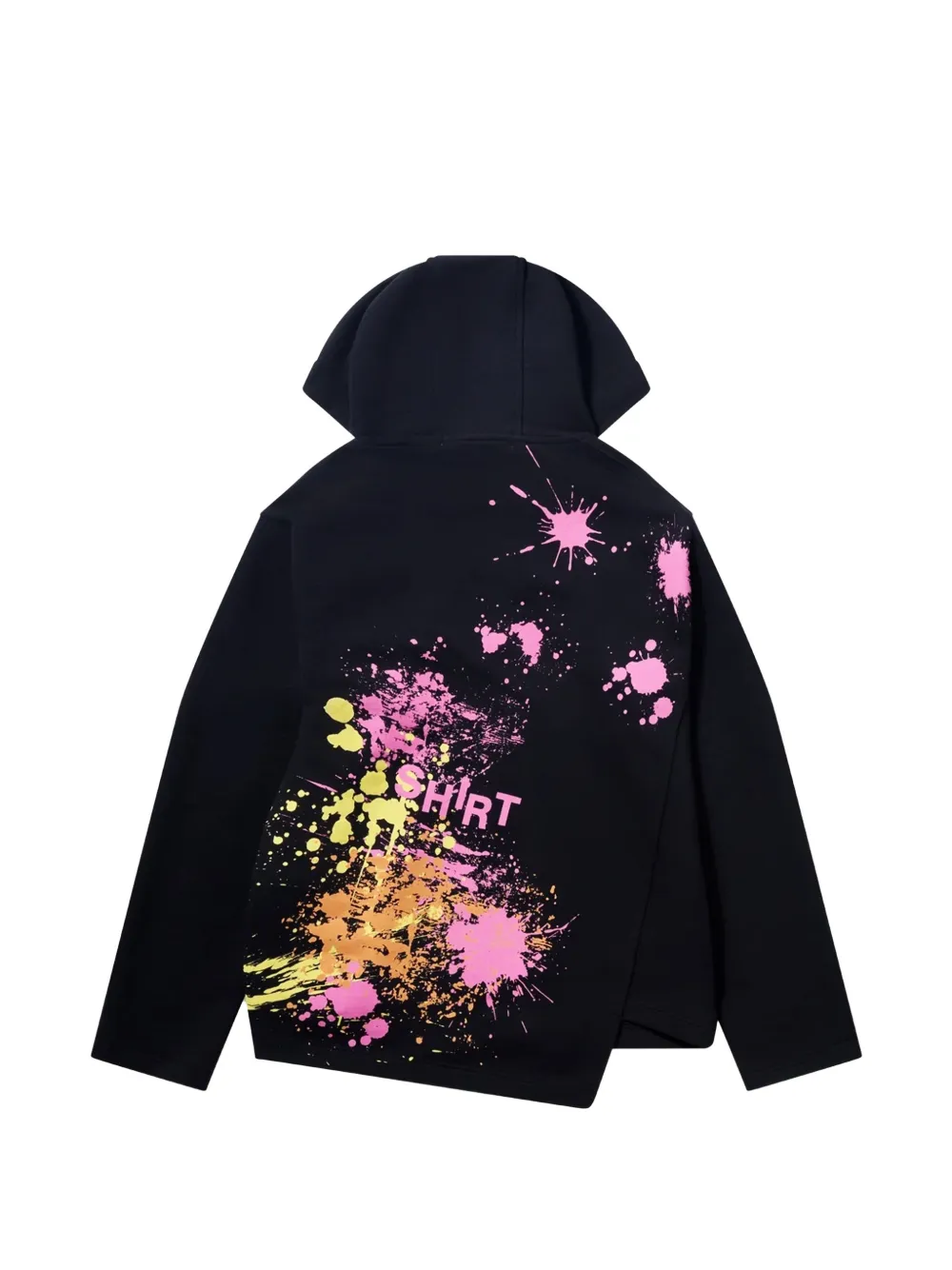 Comme Des Garçons Shirt paint-splatter asymmetric hoodie Zwart