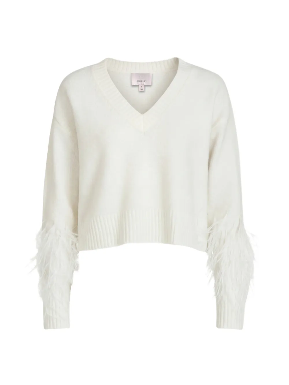 Cinq A Sept Brianne feather-trim V-neck sweater Wit