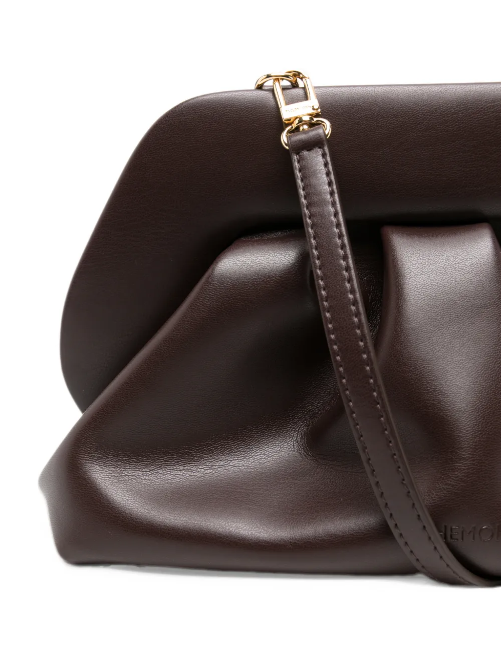 Themoirè medium Bios ruched clutch bag Bruin