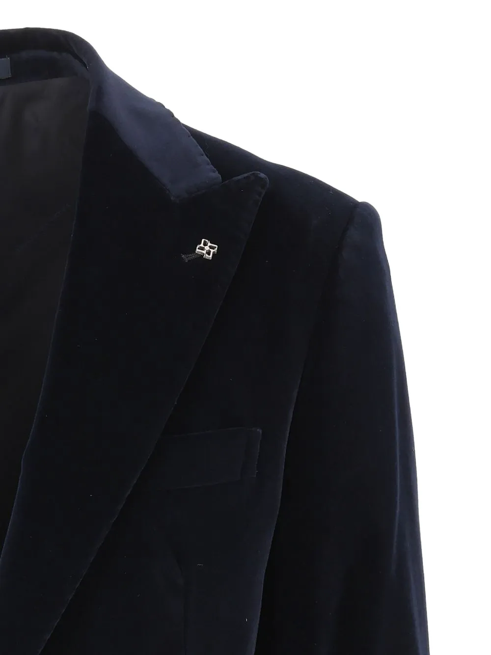 Tagliatore velvet peak-lapel blazer Blauw