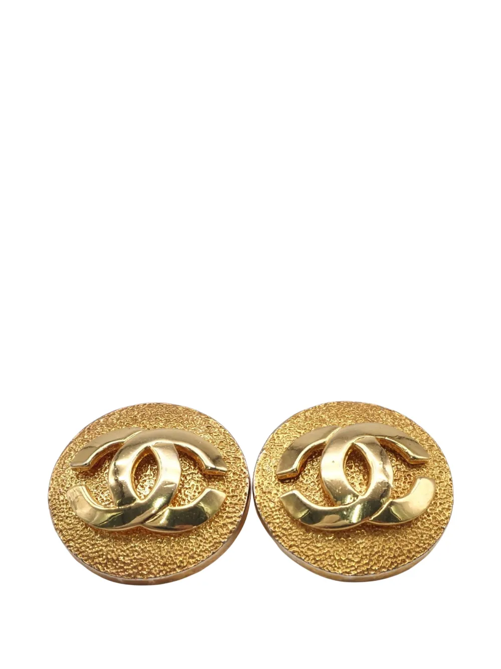CHANEL Pre-Owned 1970-1980 CC Gold Plated Round Push Back Earrings costume earrings