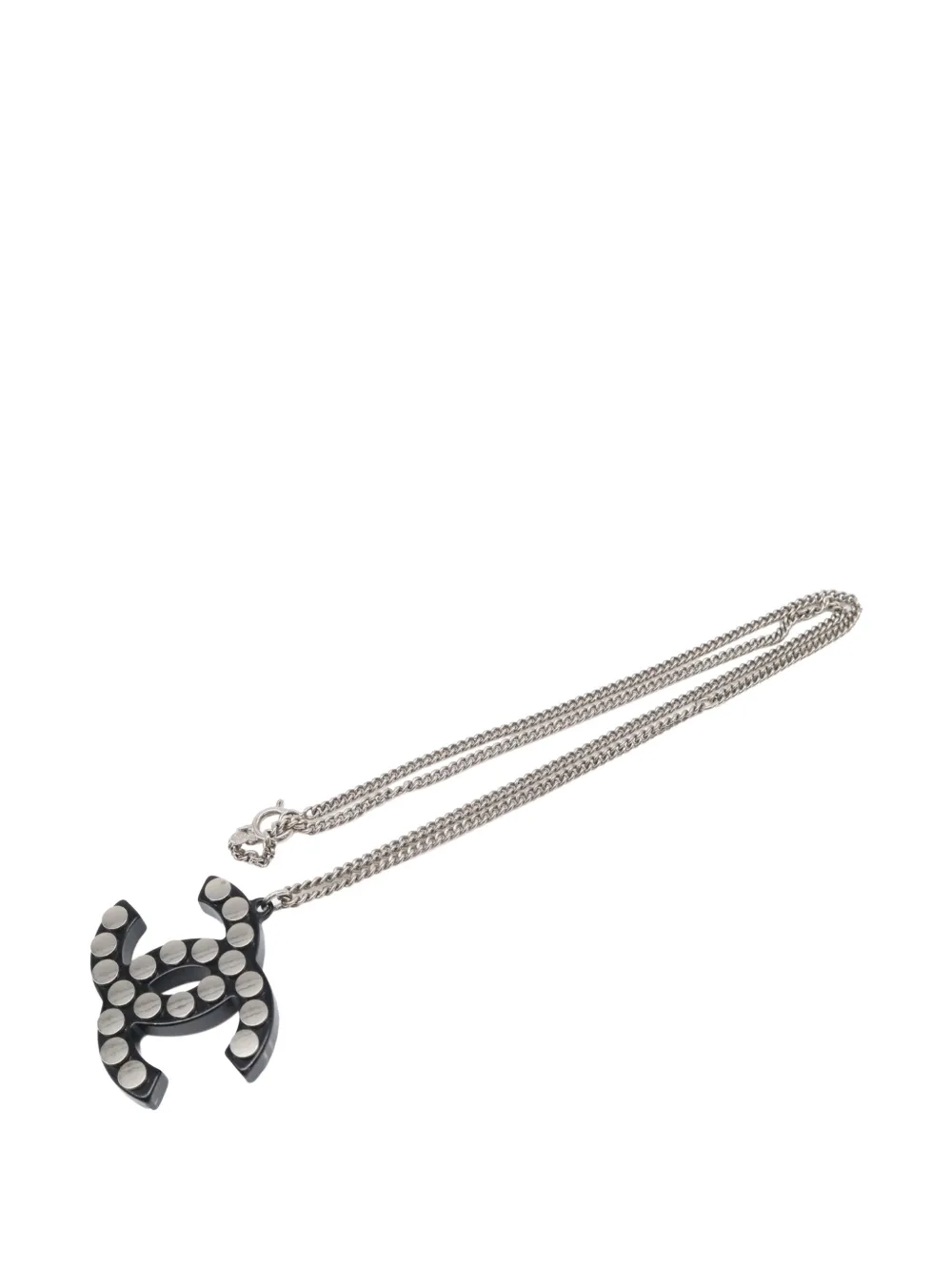 CHANEL Pre-Owned 2005 CC Brass Resin Studded Pendant Necklace costume necklace - Silber