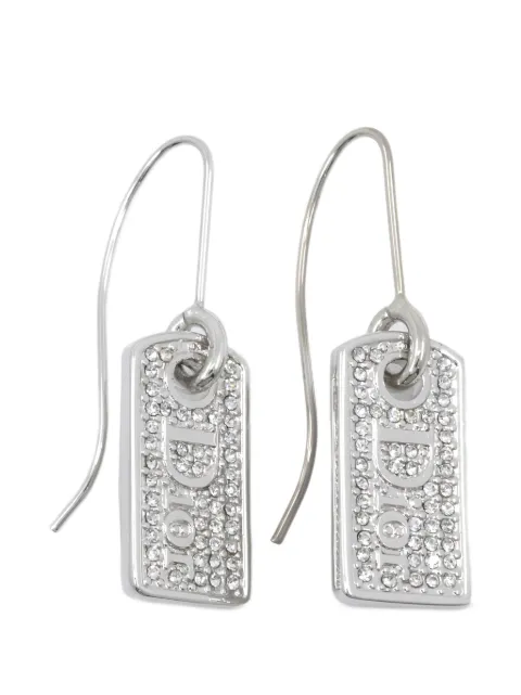 Christian Dior Pre-Owned 20th Century Brass Strass Logo Plate Fish Hook Wires Earrings costume earrings