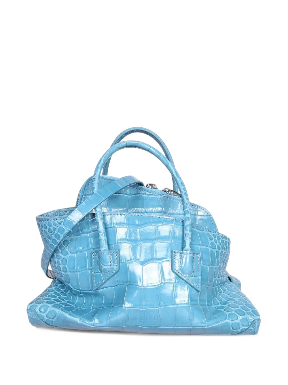 The Attico croc-effect leather shoulder bag - Blu