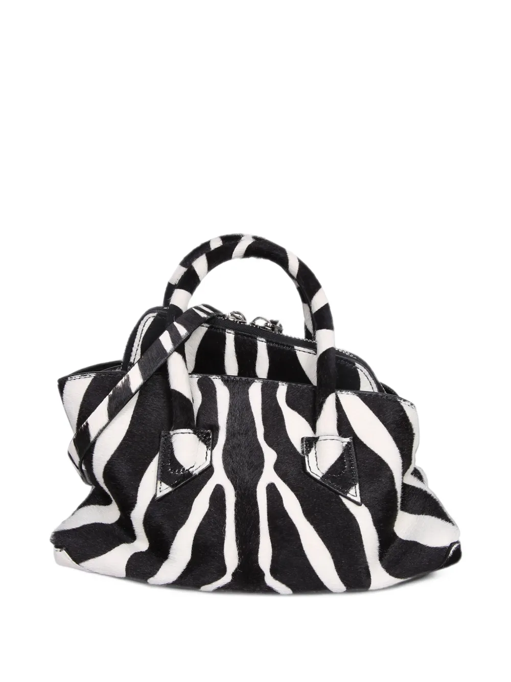 The Attico zebra-print pony-hair shoulder bag - Nero