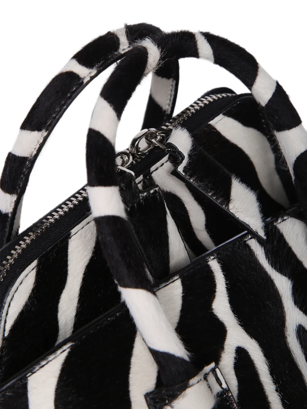 The Attico zebra-print pony-hair shoulder bag Zwart