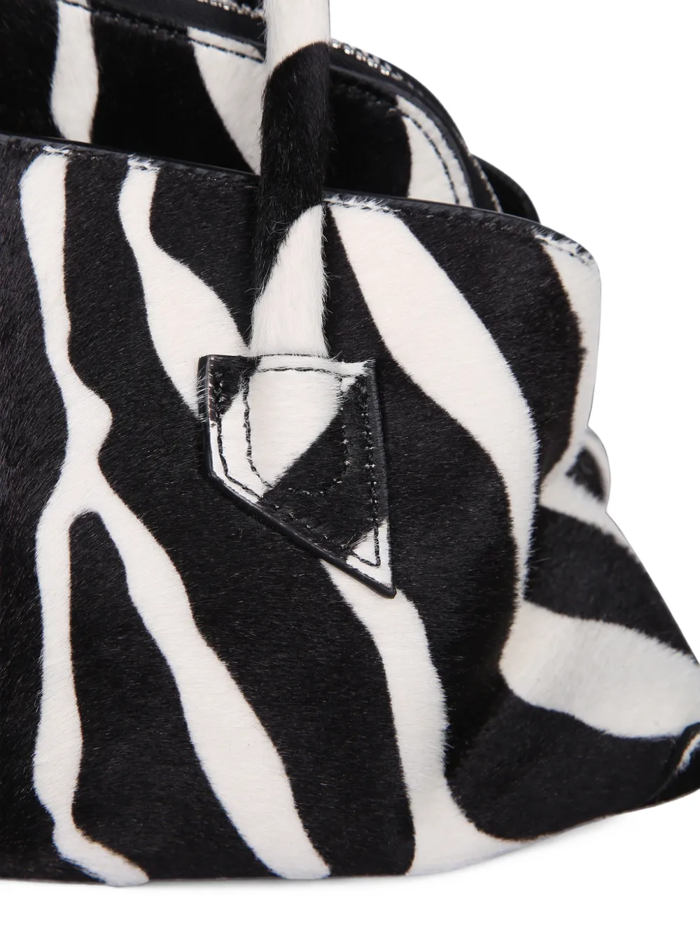 The Attico zebra-print pony-hair shoulder bag Zwart