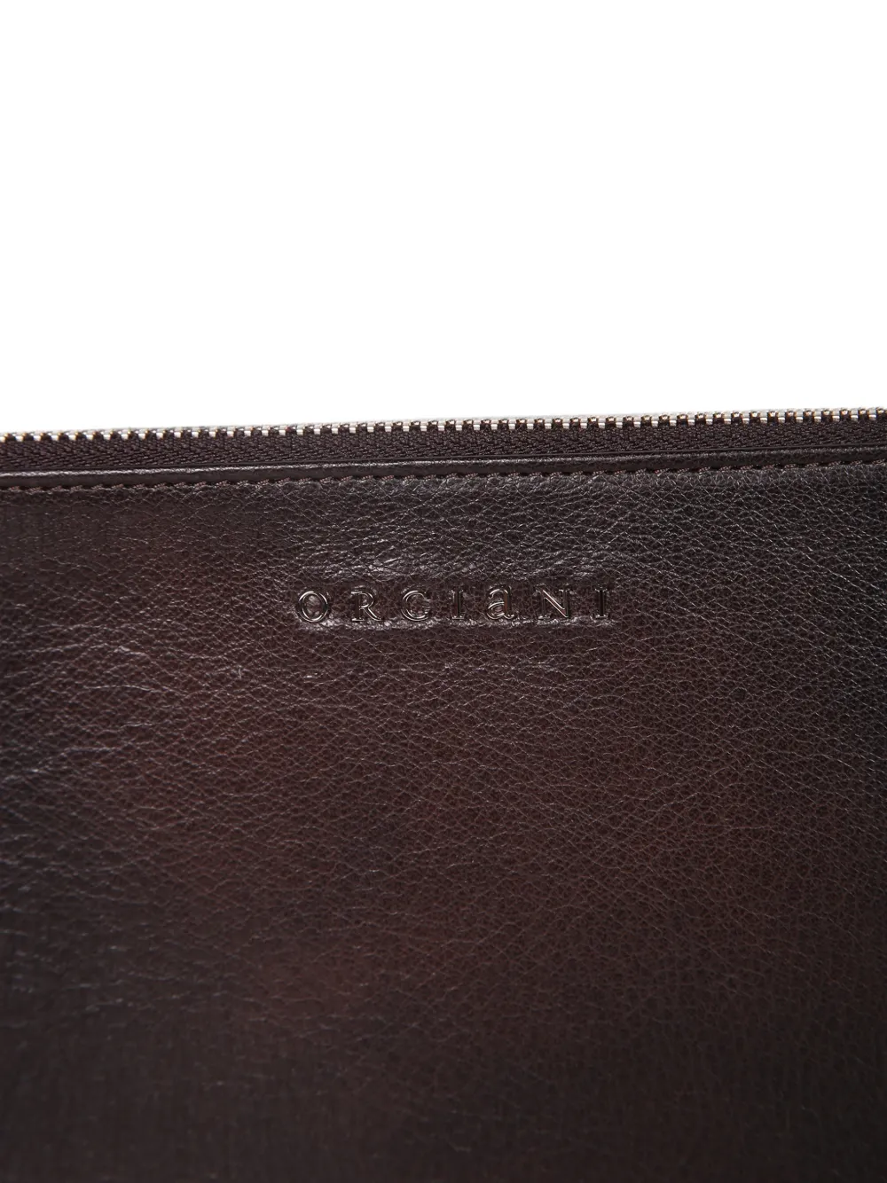 Orciani logo-embossed leather pouch Bruin