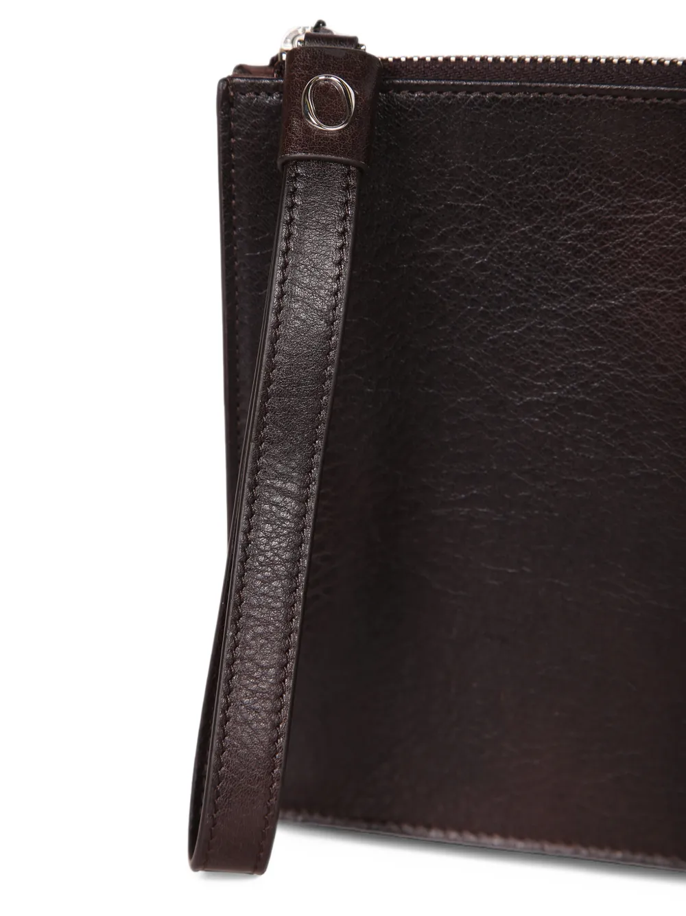 Orciani logo-embossed leather pouch Bruin