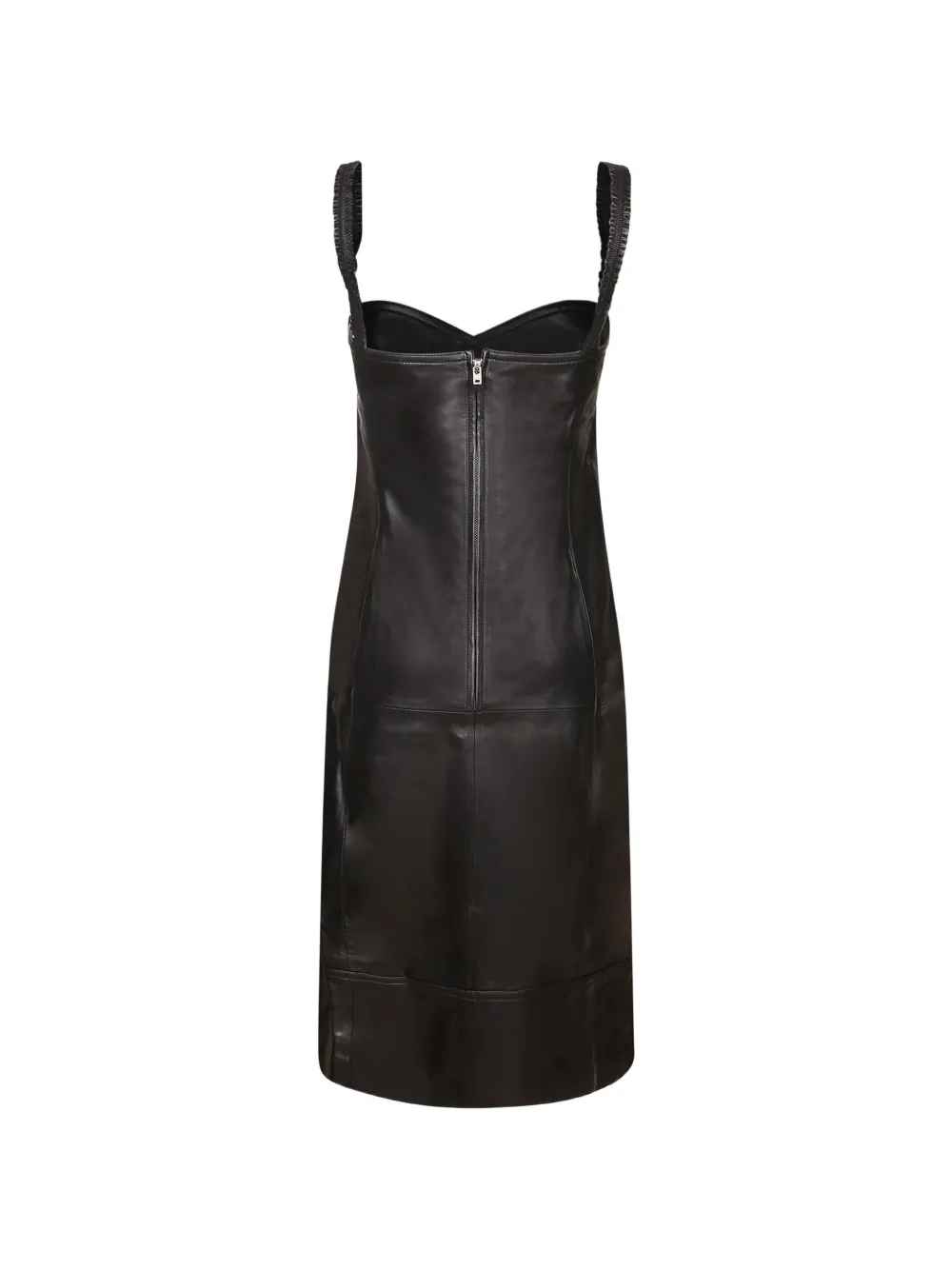 IRO leather sweetheart-neck midi dress Zwart