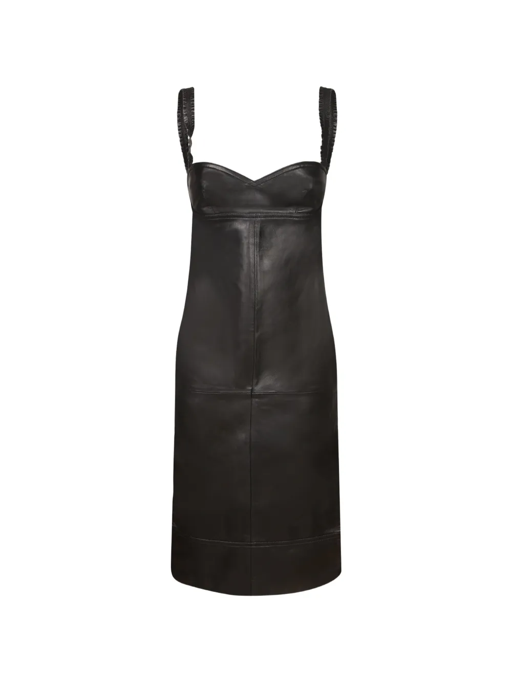 IRO leather sweetheart-neck midi dress Zwart