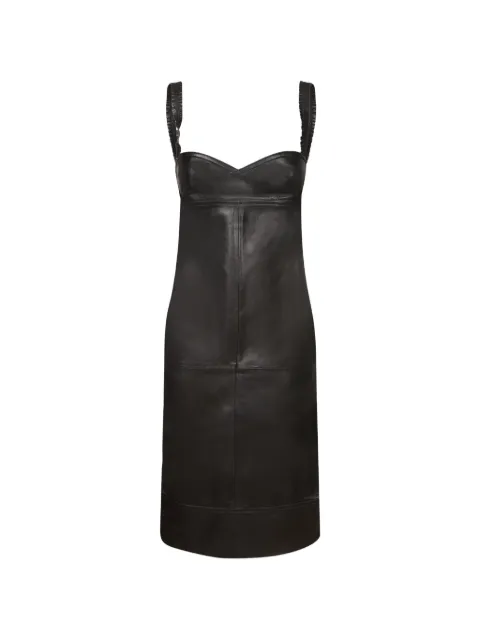 IRO leather sweetheart-neck midi dress