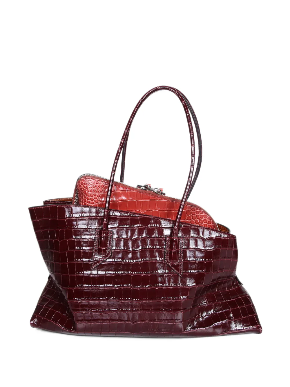 The Attico La Passeggiata medium faded bordeaux top handle Rood