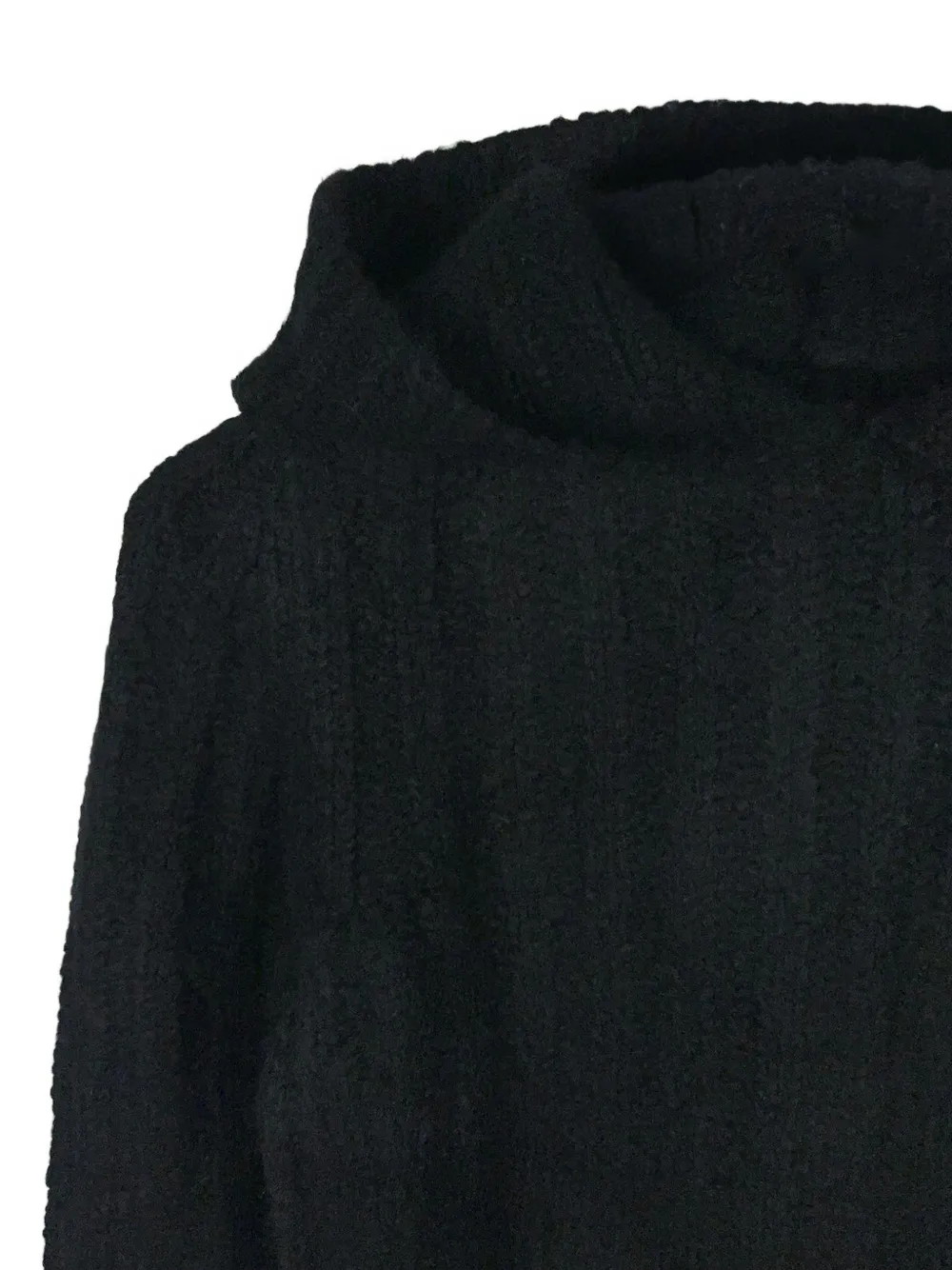 Rick Owens cable-knit cropped hoodie Zwart
