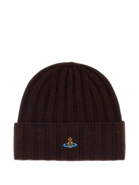 Vivienne Westwood Orb-embroidered ribbed-knit beanie hat