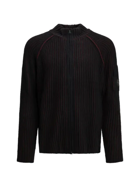 C.P. Company Fleece ribbed-knit raglan-sleeve cardigan
