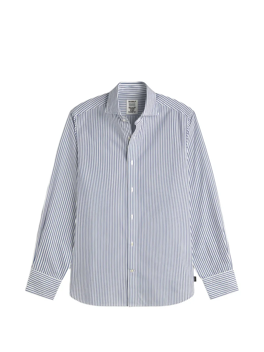 Ecoalf Alfredo Vertical-stripe Long-sleeve Shirt In Blue