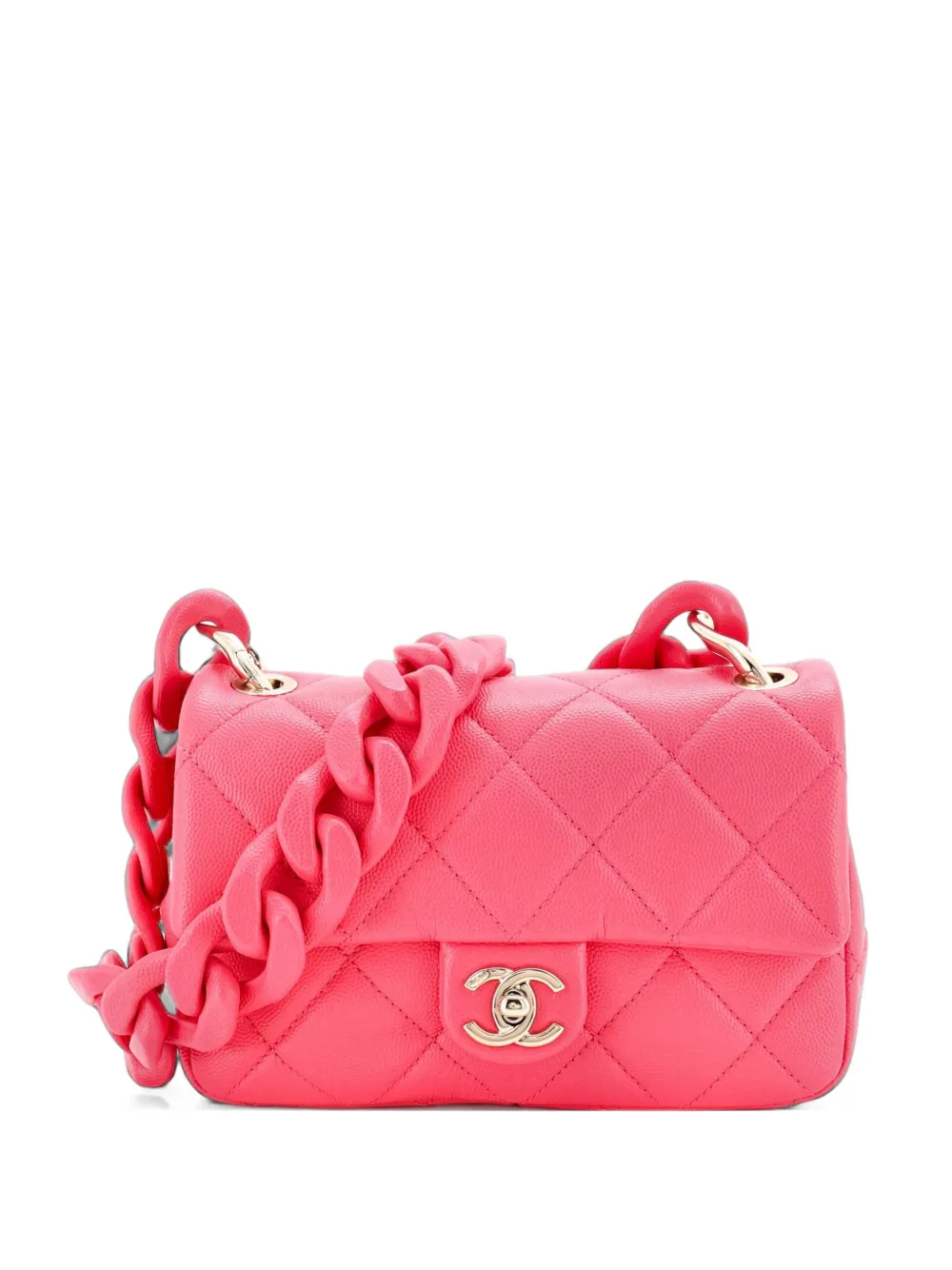 CHANEL Pre-Owned Funky Match Flap Bag Quilted Caviar Mini crossbody bag - Pink