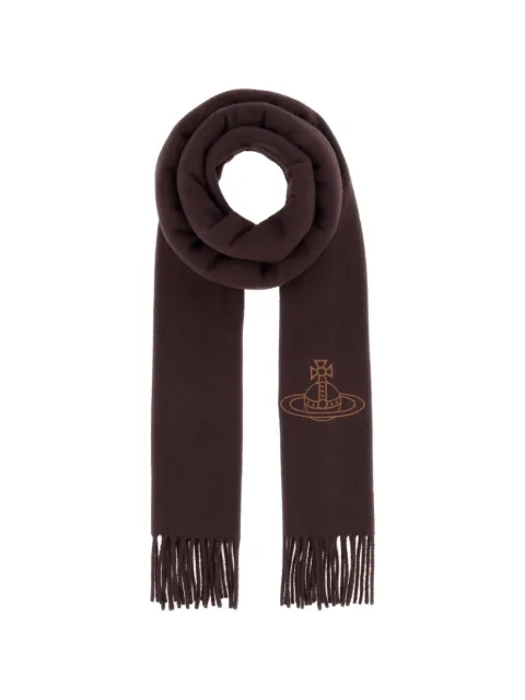 Vivienne Westwood Orb-embroidered fringed scarf