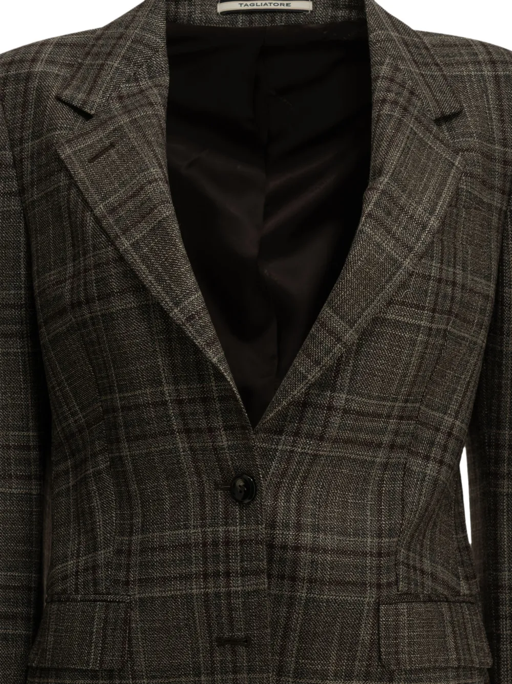 Tagliatore Paris check-pattern single-breasted coat Bruin