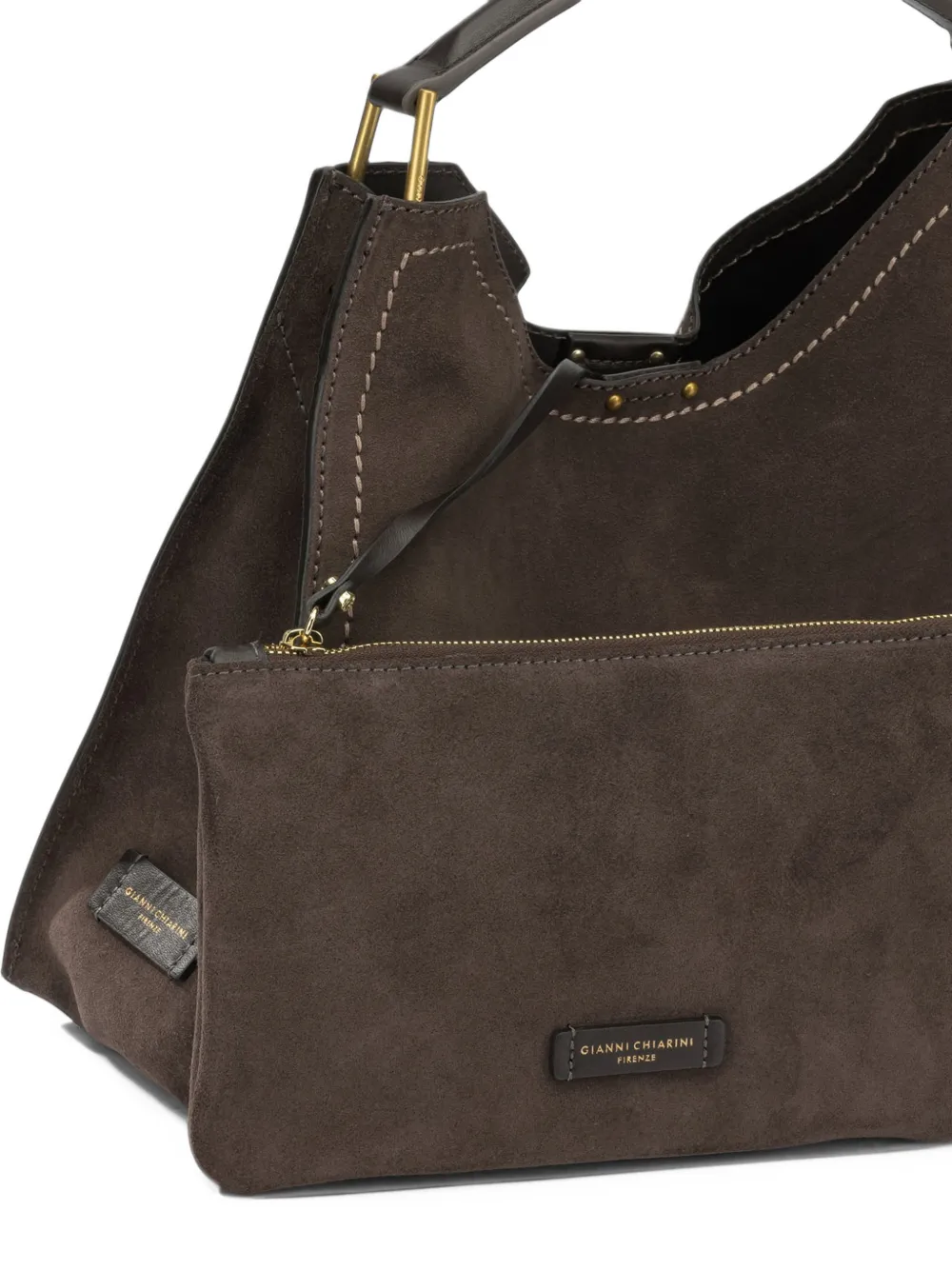 GIANNI CHIARINI Aurora suede shoulder bag Bruin