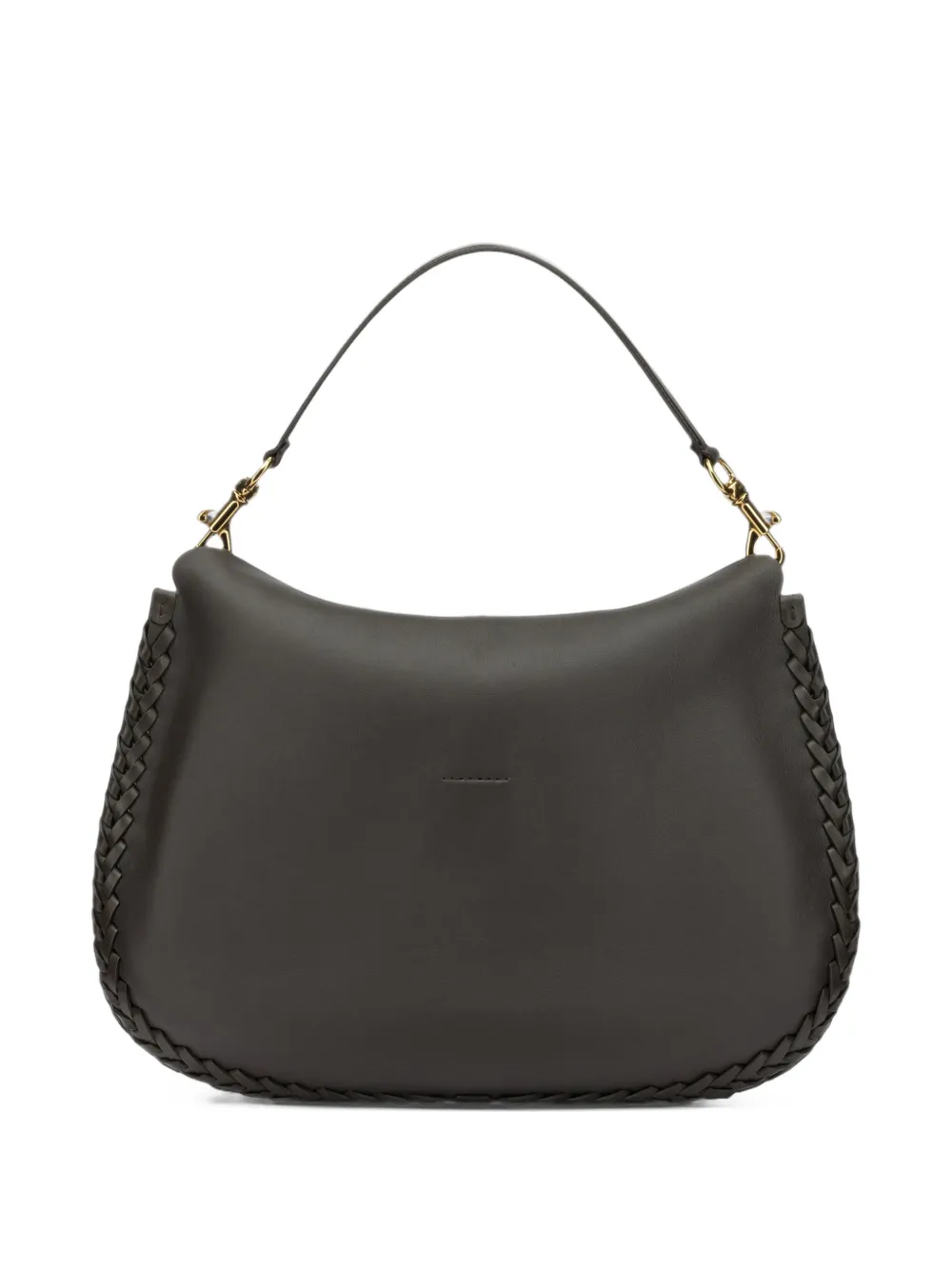 ETRO large Pony braided-trim leather shoulder bag Bruin