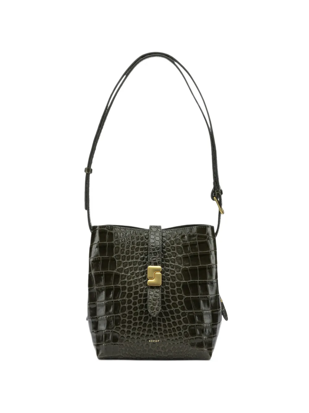 Soeur mini Bello croc-effect leather shoulder bag - Green
