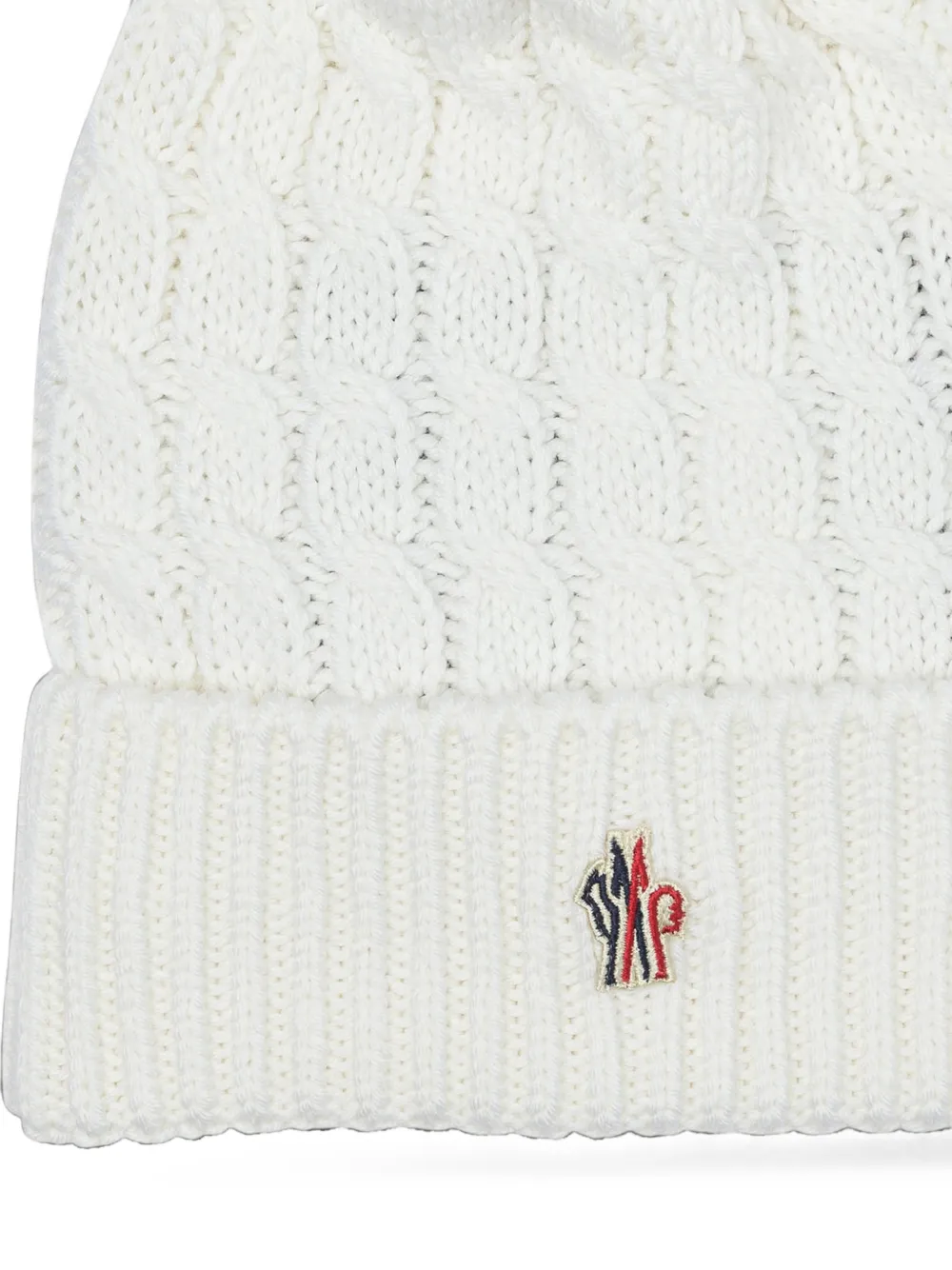Moncler Grenoble cable-knit pompom beanie hat Wit