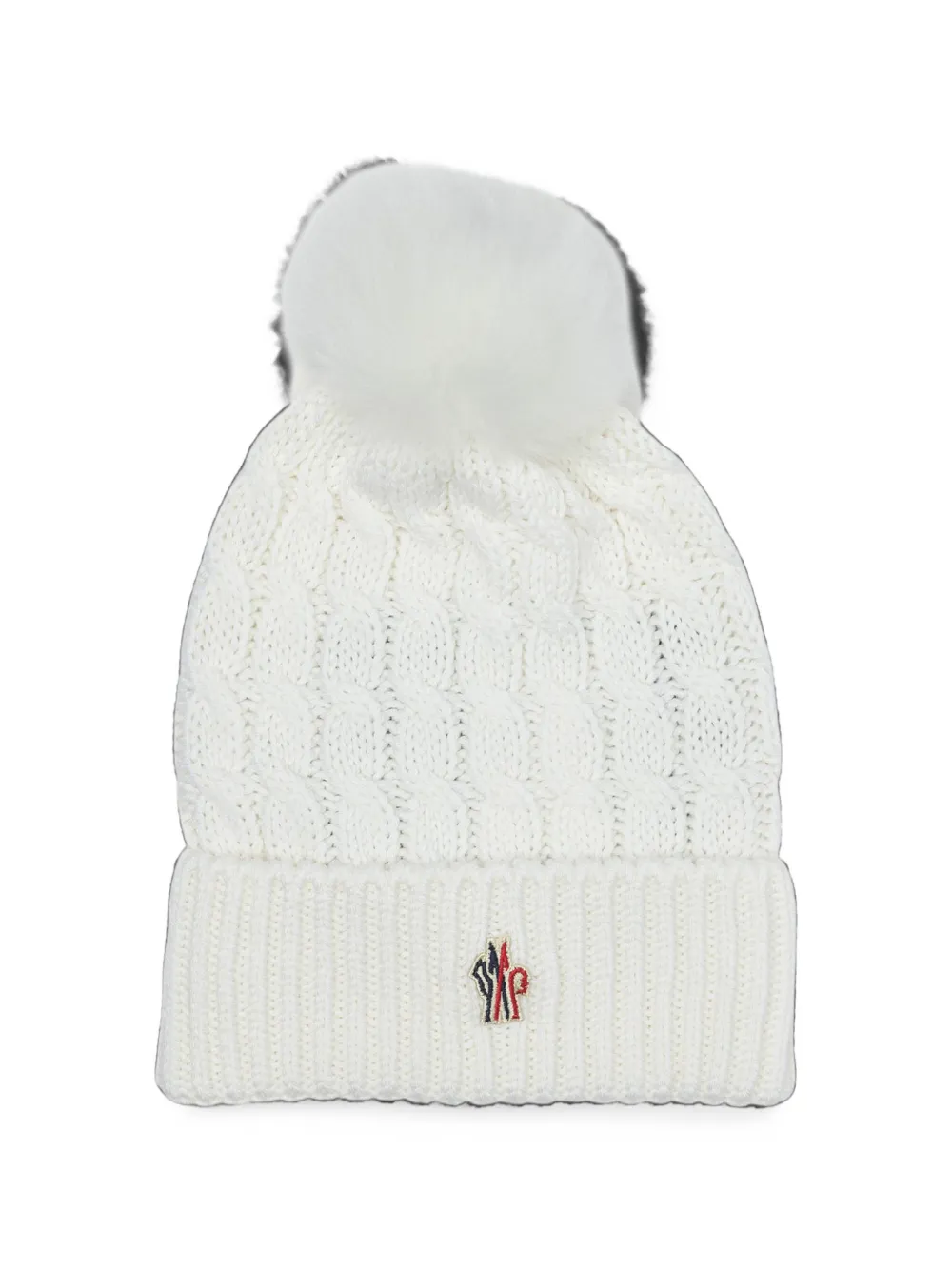 Moncler Grenoble cable-knit pompom beanie hat Wit