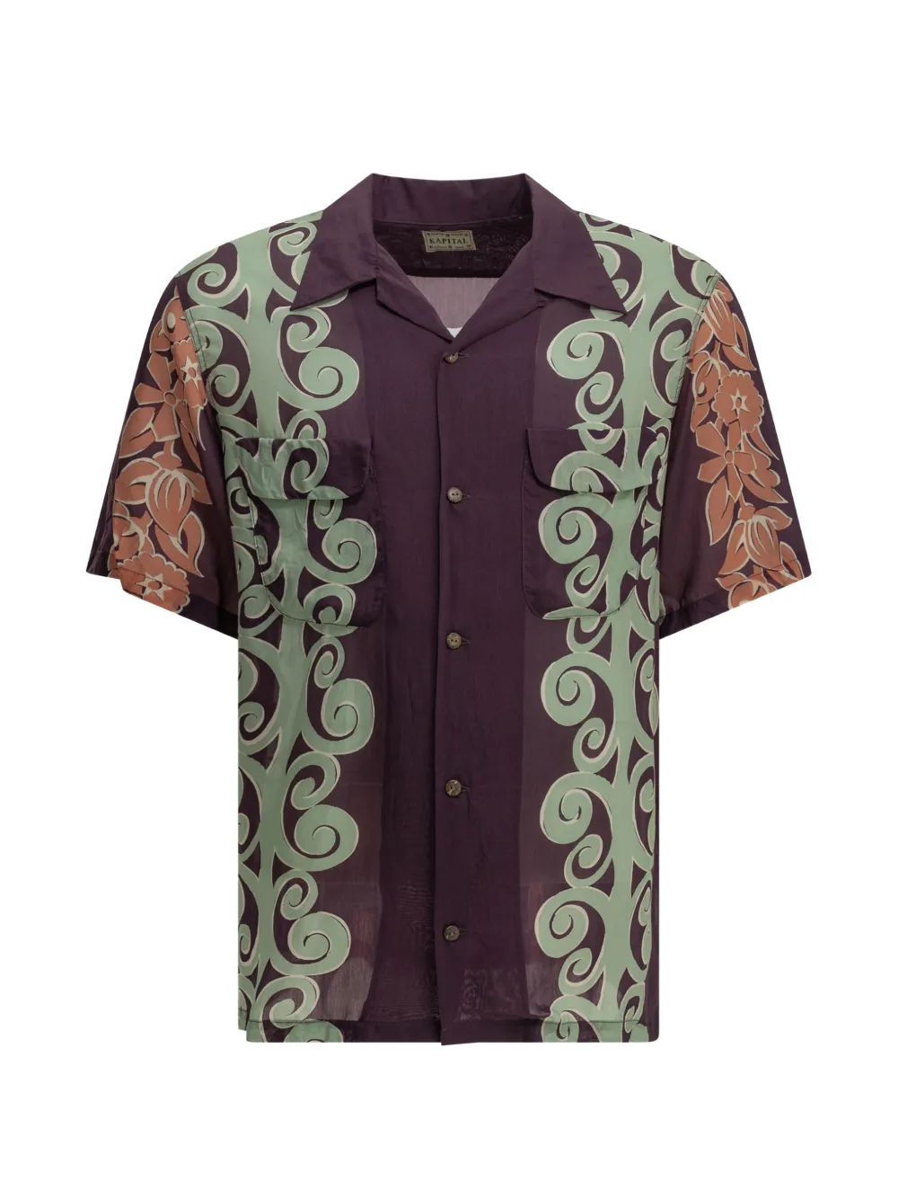 KAPITAL Kona Tree floral-print camp-collar shirt Paars