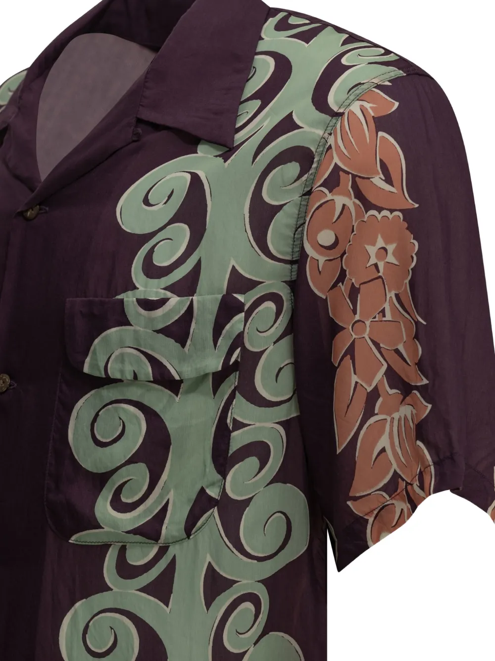 KAPITAL Kona Tree floral-print camp-collar shirt Paars