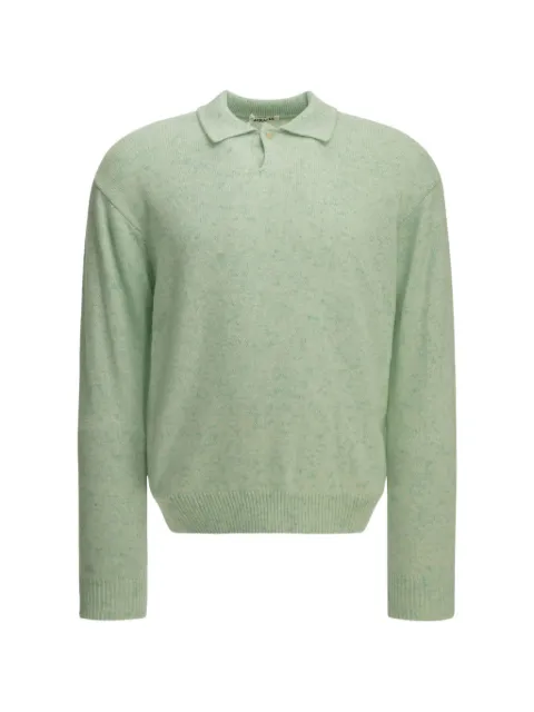 Auralee mélange-effect cashmere polo sweater
