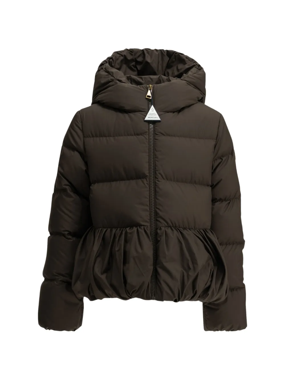 Moncler Enfant Elizaveta gewatteerde jas met ruches Bruin