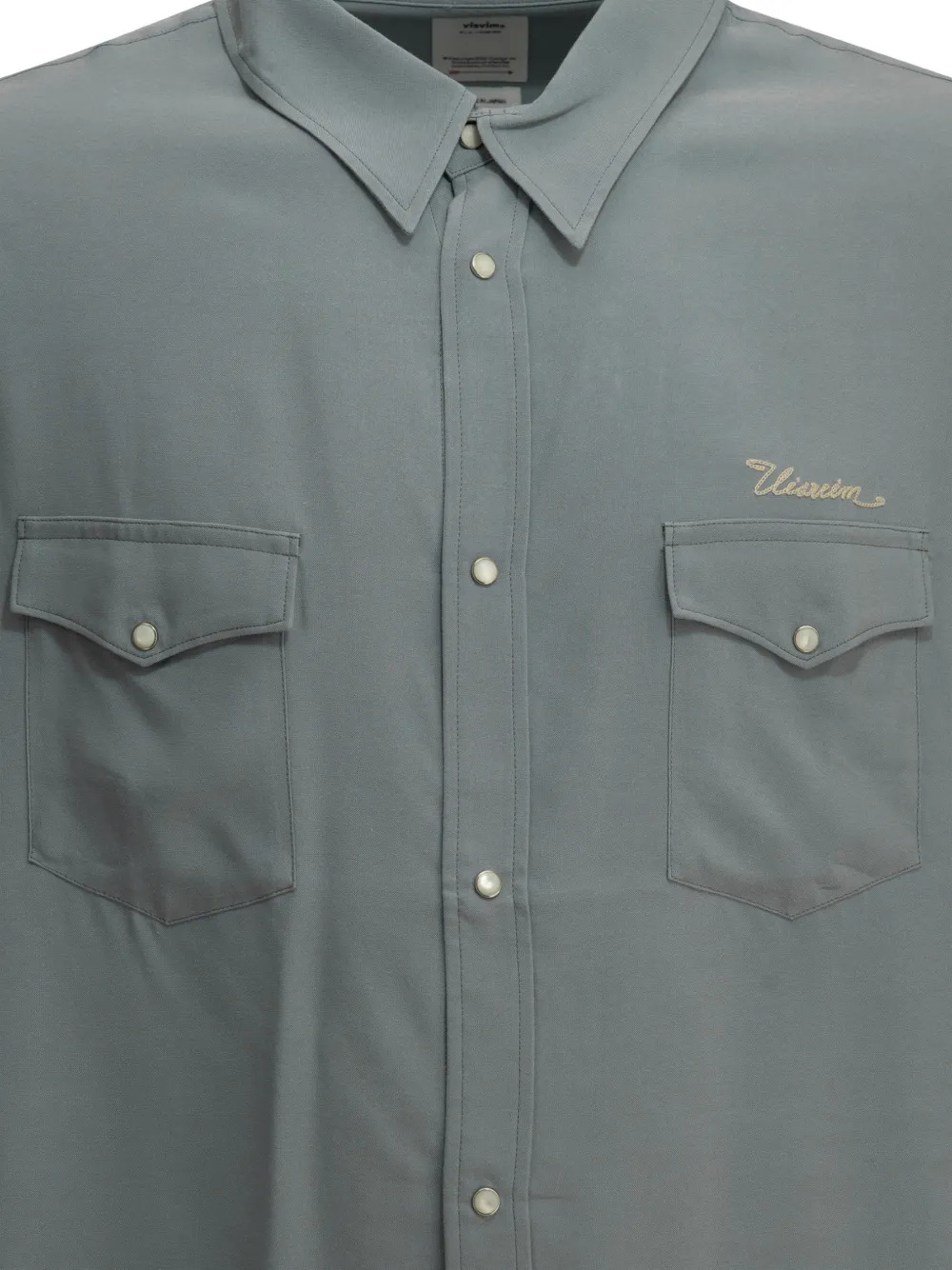 visvim Meridian logo-embroidered western shirt Grijs