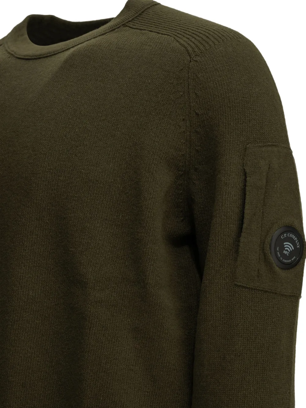 C.P. Company lambswool Lens crewneck sweater Groen
