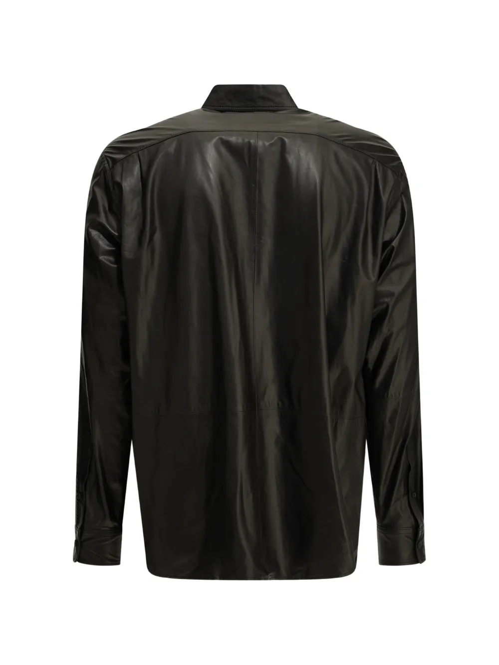 Auralee long-sleeve leather shirt Zwart