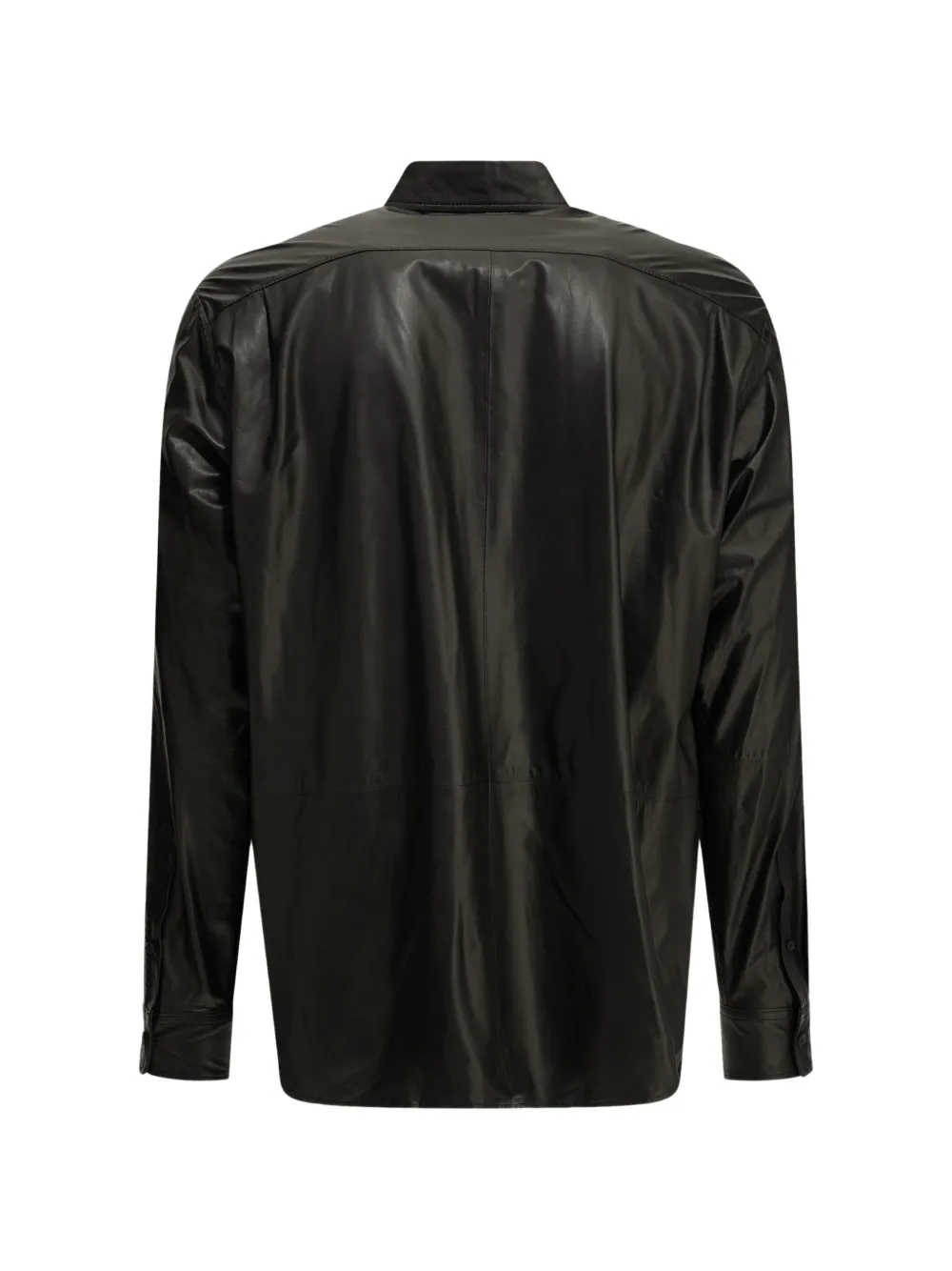 Auralee long-sleeve leather shirt Zwart